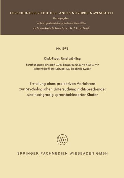 Produktbild: Erstellung eines projektiven Verfahrens zur psychologischen Untersuchung nichtsprechender und hochgradig sprechbehinderter Kinder