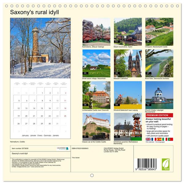 Produktbild: Saxony's rural idyll (Wall Calendar 2026 12 &times; 12 Inch) CALVENDO 12 Month Wall Calendar