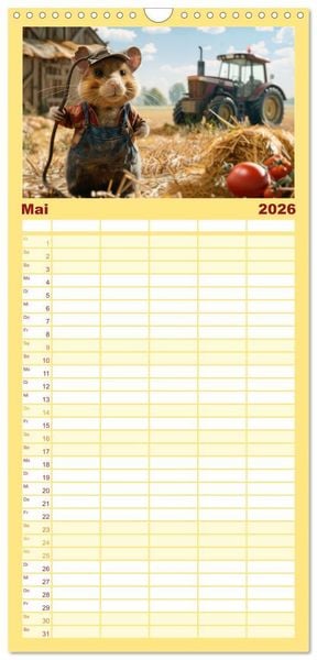 Produktbild: Familienplaner 2026 - Der tierisch lustige Bauern-Kalender mit 5 Spalten (Wandkalender, 21 x 45 cm) CALVENDO
