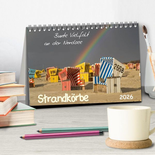 Produktbild: Strandk&ouml;rbe &ndash; bunte Vielfalt an der Nordsee (Tischkalender 2026 DIN A5 quer), CALVENDO Monatskalender
