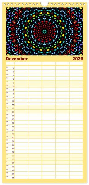 Produktbild: Familienplaner 2026 - Mandala Tr&auml;ume mit 5 Spalten (Wandkalender, 21 x 45 cm) CALVENDO