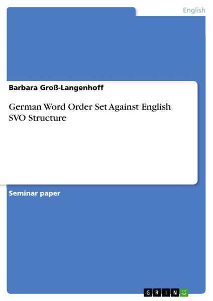 Produktbild: German Word Order Set Against English SVO Structure