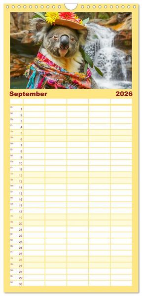 Produktbild: Familienplaner 2026 - Koalas im Modefieber. Flauschig und Chic beim Fotoshooting mit 5 Spalten (Wandkalender, 21 x 45 cm) CALVENDO