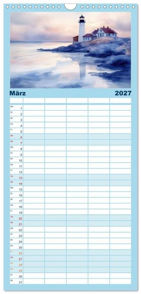 Produktbild: Familienplaner 2027 - Wellenw&auml;chter mit 5 Spalten (Wandkalender, 21 x 45 cm) CALVENDO