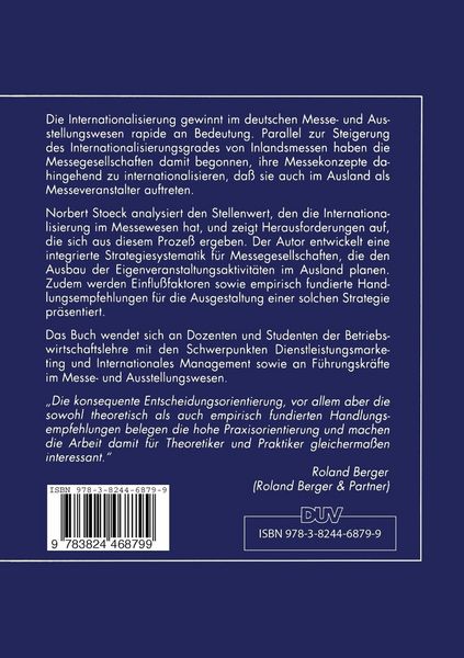 Produktbild: Internationalisierungsstrategien im Messewesen