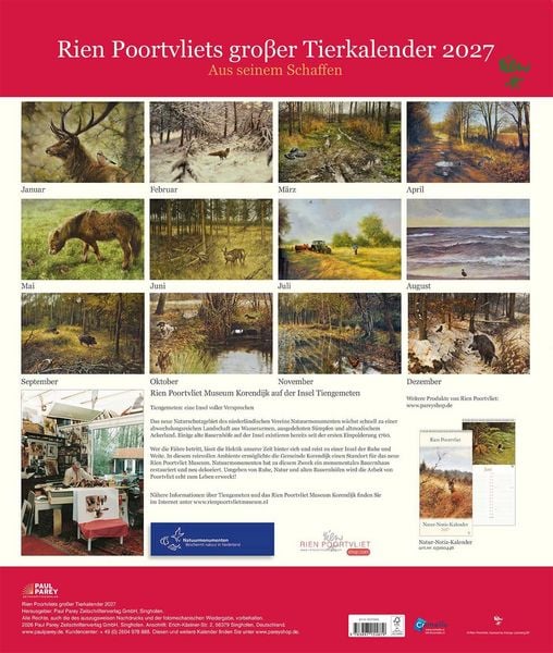 Produktbild: Rien Poortvliets gro&szlig;er Tierkalender 2027