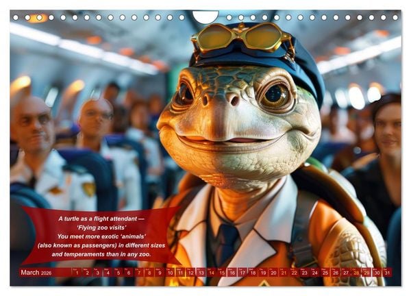 Produktbild: Funny animals as flight attendants (Wall Calendar 2026 DIN A4 landscape), CALVENDO 12 Month Wall Calendar