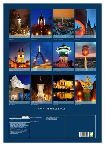 Produktbild: NACHT IN HALLE SAALE (Wandkalender 2026 DIN A2 hoch), CALVENDO Monatskalender