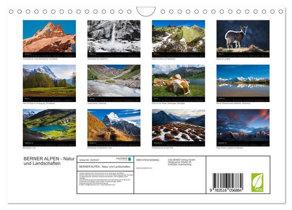 Produktbild: BERNER ALPEN - Natur und Landschaften (Wandkalender 2026 DIN A4 quer), CALVENDO Monatskalender