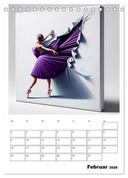 Produktbild: Tanz der Befreiung &ndash; Ballerina auf der Suche nach Freiheit (Tischkalender 2026 DIN A5 hoch), CALVENDO Monatskalender