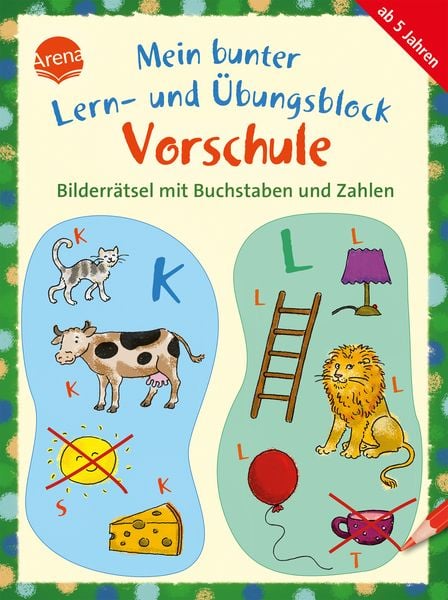 Produktbild: Mein bunter Lern- und &Uuml;bungsblock Vorschule. Bilderr&auml;tsel mit Buchstaben und Zahlen