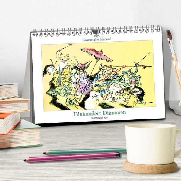 Produktbild: Kawanabe Kyosai - Einhundert D&auml;monen Kunstkalender (Tischkalender 2026 DIN A5 quer), CALVENDO Monatskalender
