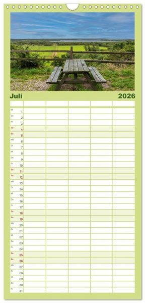 Produktbild: Familienplaner 2026 - D&auml;nemarks Nordseek&uuml;ste - von Esbjerg bis Sondervig mit 5 Spalten (Wandkalender, 21 x 45 cm) CALVENDO