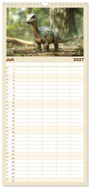 Produktbild: Familienplaner 2027 - Dino-Babys mit 5 Spalten (Wandkalender, 21 x 45 cm) CALVENDO