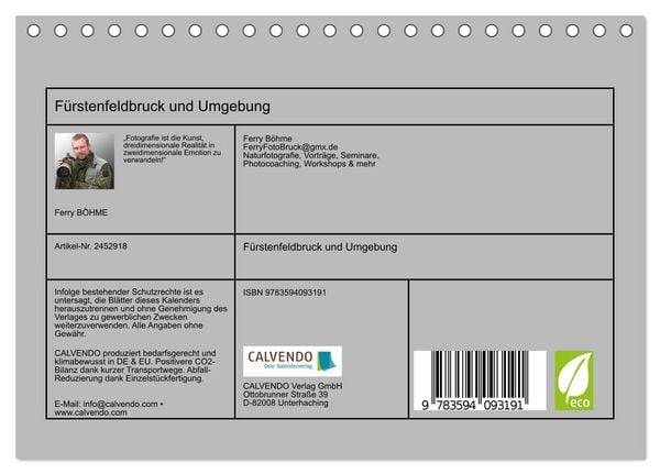 Produktbild: F&uuml;rstenfeldbruck und Umgebung (Tischkalender 2027 DIN A5 quer), CALVENDO Monatskalender
