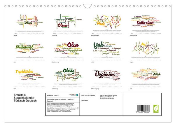 Produktbild: Smalltalk Sprachkalender T&uuml;rkisch-Deutsch (Wandkalender 2026 DIN A3 quer), CALVENDO Monatskalender