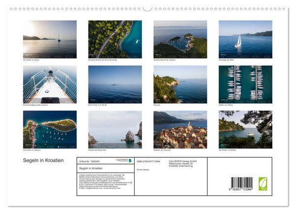 Produktbild: Segeln in Kroatien (hochwertiger Premium Wandkalender 2026 DIN A2 quer), Kunstdruck in Hochglanz