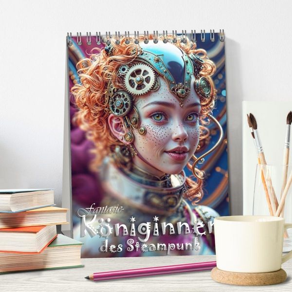 Produktbild: Fantasie-K&ouml;niginnen des Steampunk - Digitale Kunst (Tischkalender 2026 DIN A5 hoch), CALVENDO Monatskalender