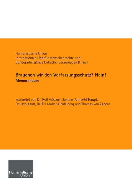 Produktbild: Brauchen wir den Verfassungsschutz? Nein!