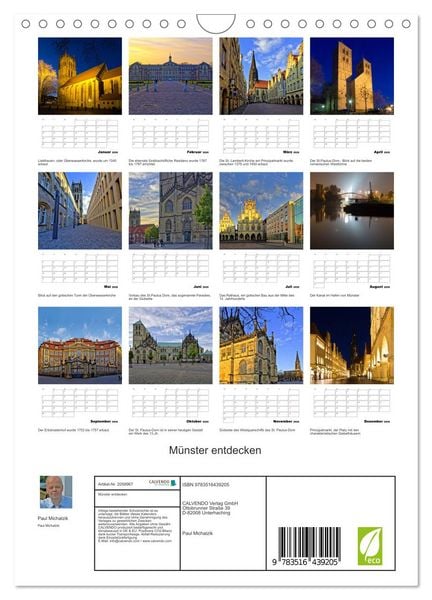 Produktbild: M&uuml;nster entdecken (Wandkalender 2026 DIN A4 hoch), CALVENDO Monatskalender