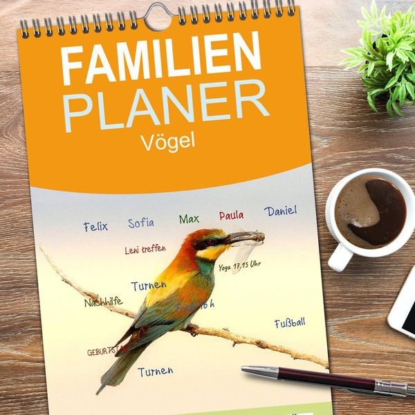 Produktbild: Familienplaner 2026 - V&ouml;gel mit 5 Spalten (Wandkalender, 21 x 45 cm) CALVENDO