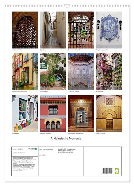 Produktbild: Andalusische Momente (Wandkalender 2026 DIN A2 hoch), CALVENDO Monatskalender