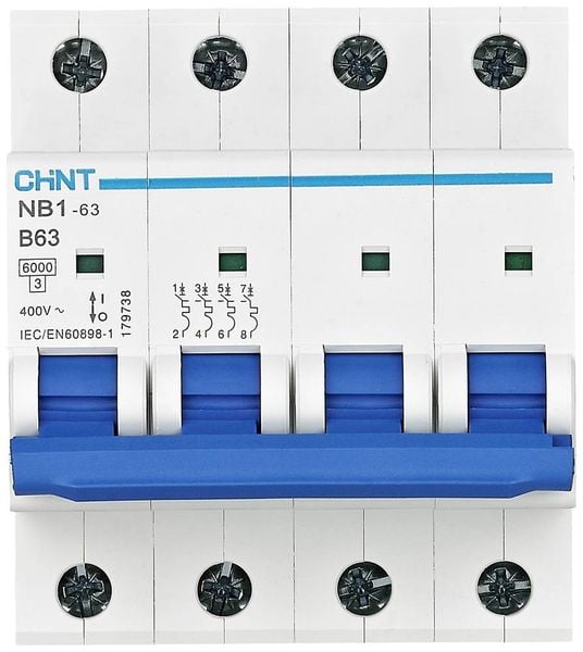 Chint 179730 NB1-63 4P B20 6kA DB Leitungsschutzschalter 4polig 20A 240 V, 415V