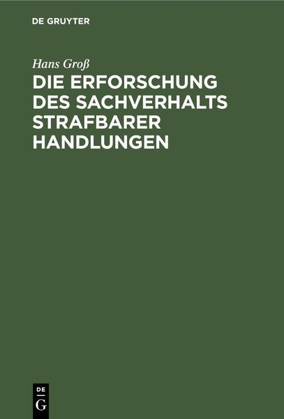 Produktbild: Die Erforschung des Sachverhalts strafbarer Handlungen