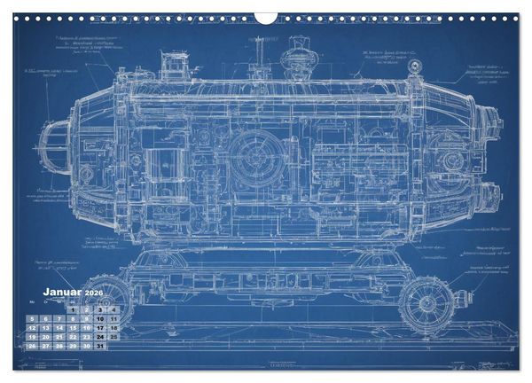 Produktbild: Steampunk - Blaupausen (Wandkalender 2026 DIN A3 quer), CALVENDO Monatskalender