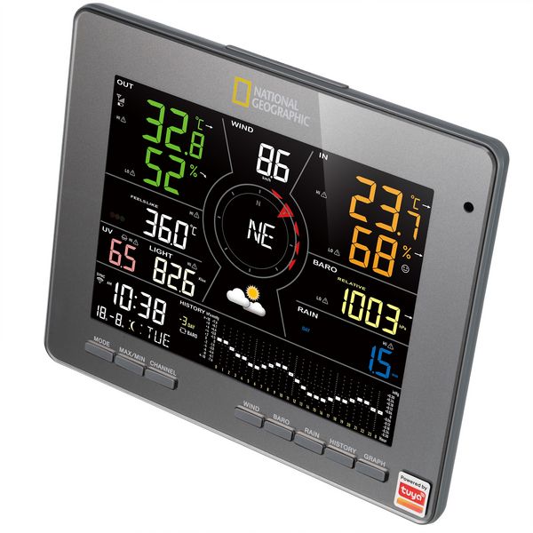 Produktbild: Bresser 14677 - NATIONAL GEOGRAPHIC Smarte Tuya-Wetterstation mit 7-in-1-Sensor