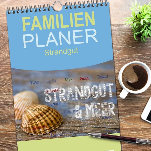 Produktbild: Familienplaner 2026 - Strandgut und Meer mit 5 Spalten (Wandkalender, 21 x 45 cm) CALVENDO