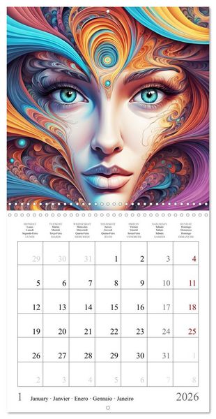 Produktbild: Univers Enchanteresses (Calendrier mural carr&eacute; 2026 30x30 cm) Calendrier double avec une page pour vos prises de notes
