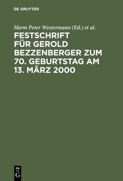 Produktbild: Festschrift f&uuml;r Gerold Bezzenberger zum 70. Geburtstag am 13. M&auml;rz 2000