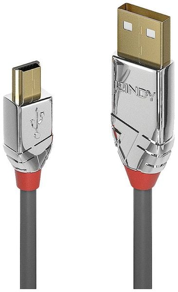 LINDY USB-Kabel USB 2.0 USB-A Stecker, USB-Mini-B Stecker 0.50m Grau 36630