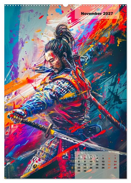 Produktbild: Samurai - Stahl Ehre Mut (hochwertiger Premium Wandkalender 2027 DIN A2 hoch), Kunstdruck in Hochglanz