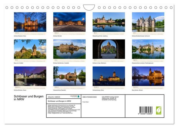 Produktbild: Schl&ouml;sser und Burgen in NRW (Wandkalender 2027 DIN A4 quer), CALVENDO Monatskalender