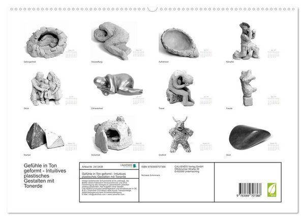 Produktbild: Gef&uuml;hle in Ton geformt - Intuitives plastisches Gestalten mit Tonerde (hochwertiger Premium Wandkalender 2027 DIN A2 quer), Kunstdruck in Hochglanz
