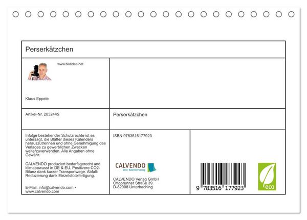 Produktbild: Perserk&auml;tzchen (Tischkalender 2026 DIN A5 quer), CALVENDO Monatskalender