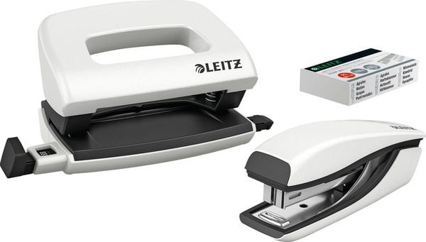 Produktbild: LEITZ B&uuml;ro Set Mini NeXXt WOW wei&szlig; 3 Teile Locher Heftger&auml;t Heftklammern