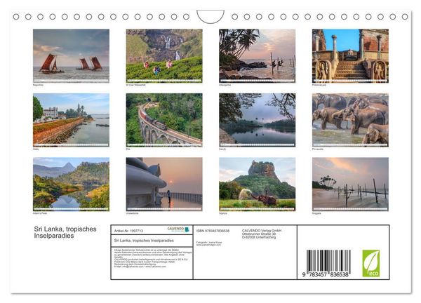 Produktbild: Sri Lanka, tropisches Inselparadies (Wandkalender 2026 DIN A4 quer), CALVENDO Monatskalender