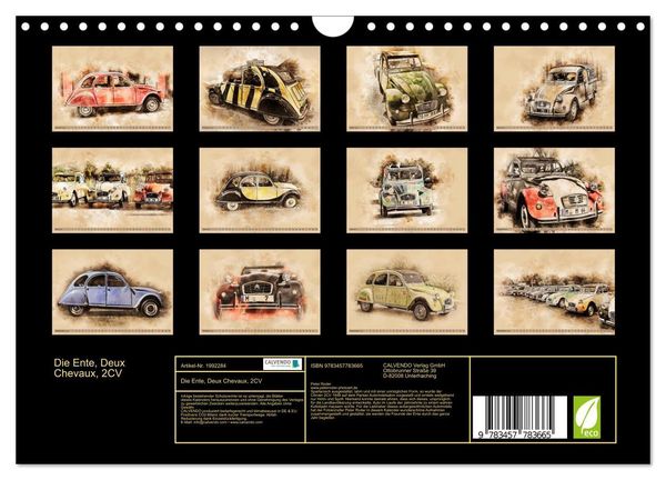 Produktbild: Die Ente, Deux Chevaux, 2CV (Wandkalender 2026 DIN A4 quer), CALVENDO Monatskalender