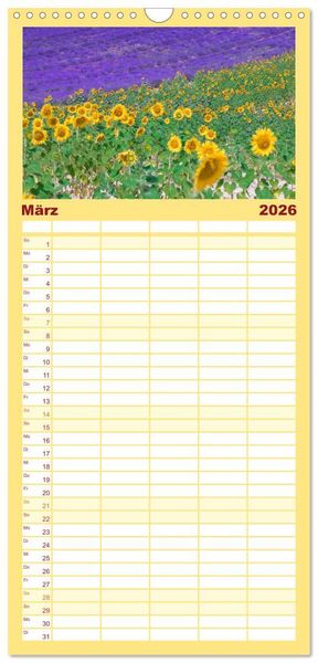 Produktbild: Familienplaner 2026 - Provence, Lavendelzeit in S&uuml;dfrankreich mit 5 Spalten (Wandkalender, 21 x 45 cm) CALVENDO