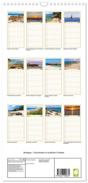 Produktbild: Familienplaner 2026 - Bretagne - Traumk&uuml;sten im s&uuml;dlichen Finist&egrave;re mit 5 Spalten (Wandkalender, 21 x 45 cm) CALVENDO