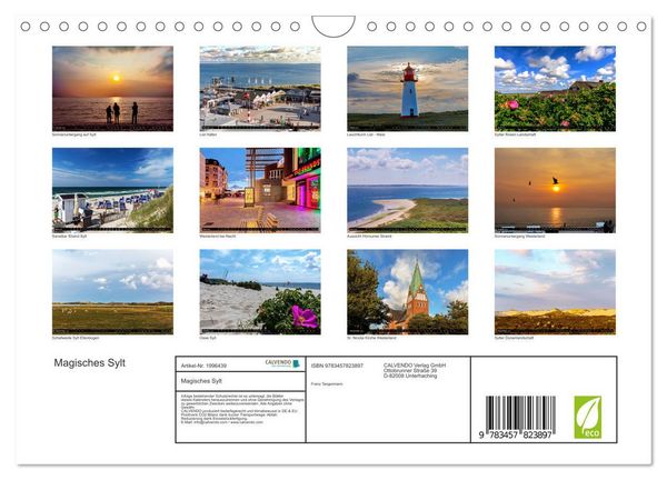 Produktbild: Magisches Sylt (Wandkalender 2026 DIN A4 quer), CALVENDO Monatskalender