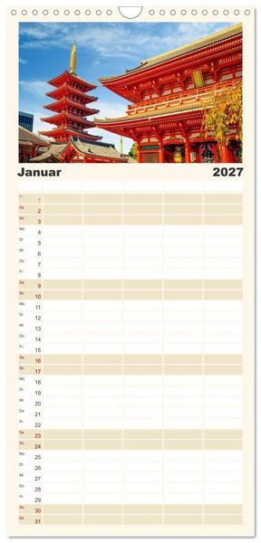 Produktbild: Familienplaner 2027 - Japanische Tempel und Schreine mit 5 Spalten (Wandkalender, 21 x 45 cm) CALVENDO