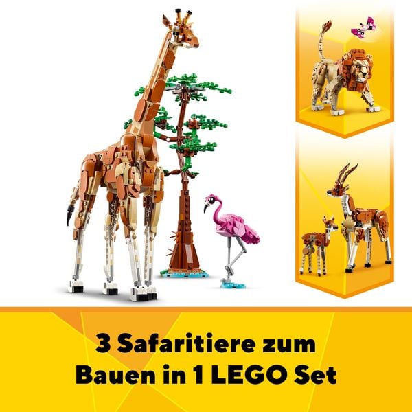 LEGO Creator 3in1 Tiersafari, Set mit Löwe, Giraffe und Gazelle 31150