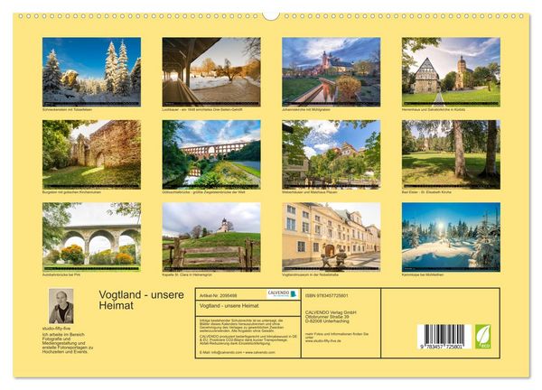 Produktbild: Vogtland - unsere Heimat (hochwertiger Premium Wandkalender 2026 DIN A2 quer), Kunstdruck in Hochglanz