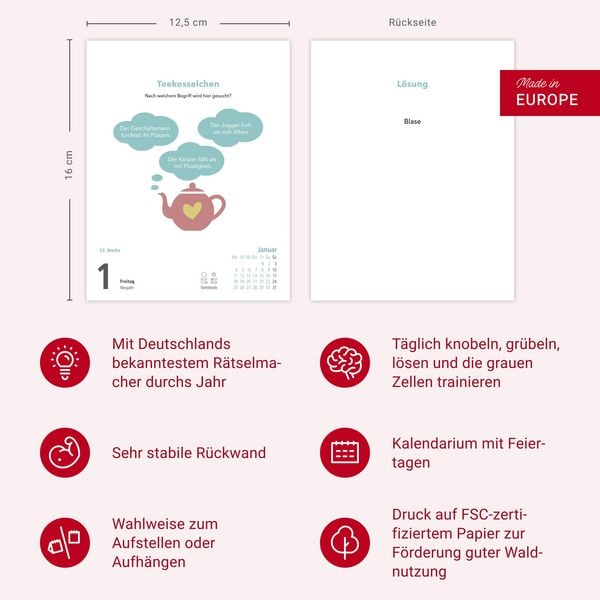 Produktbild: Stefan Heine Gehirnjogging Tagesabrei&szlig;kalender 2027