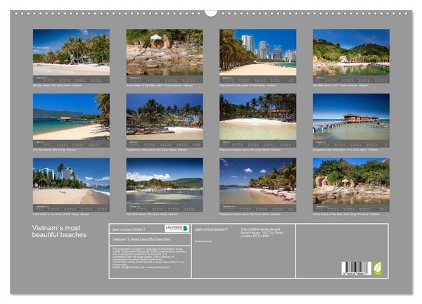 Produktbild: Vietnam`s most beautiful beaches (Wall Calendar 2027 DIN A2 landscape), CALVENDO 12 Month Wall Calendar