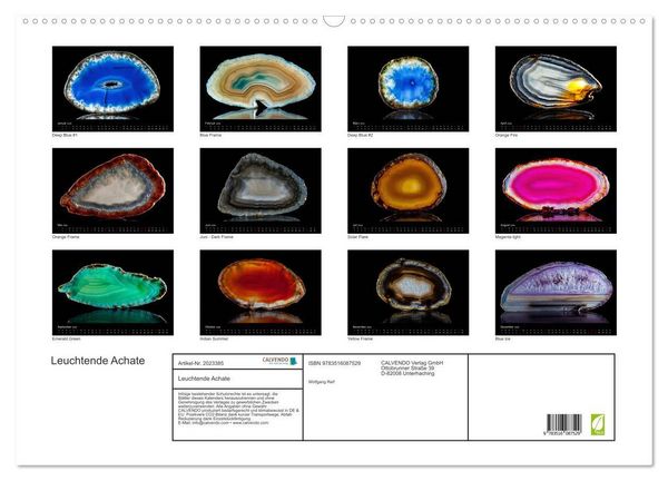 Produktbild: Leuchtende Achate (Wandkalender 2026 DIN A2 quer), CALVENDO Monatskalender